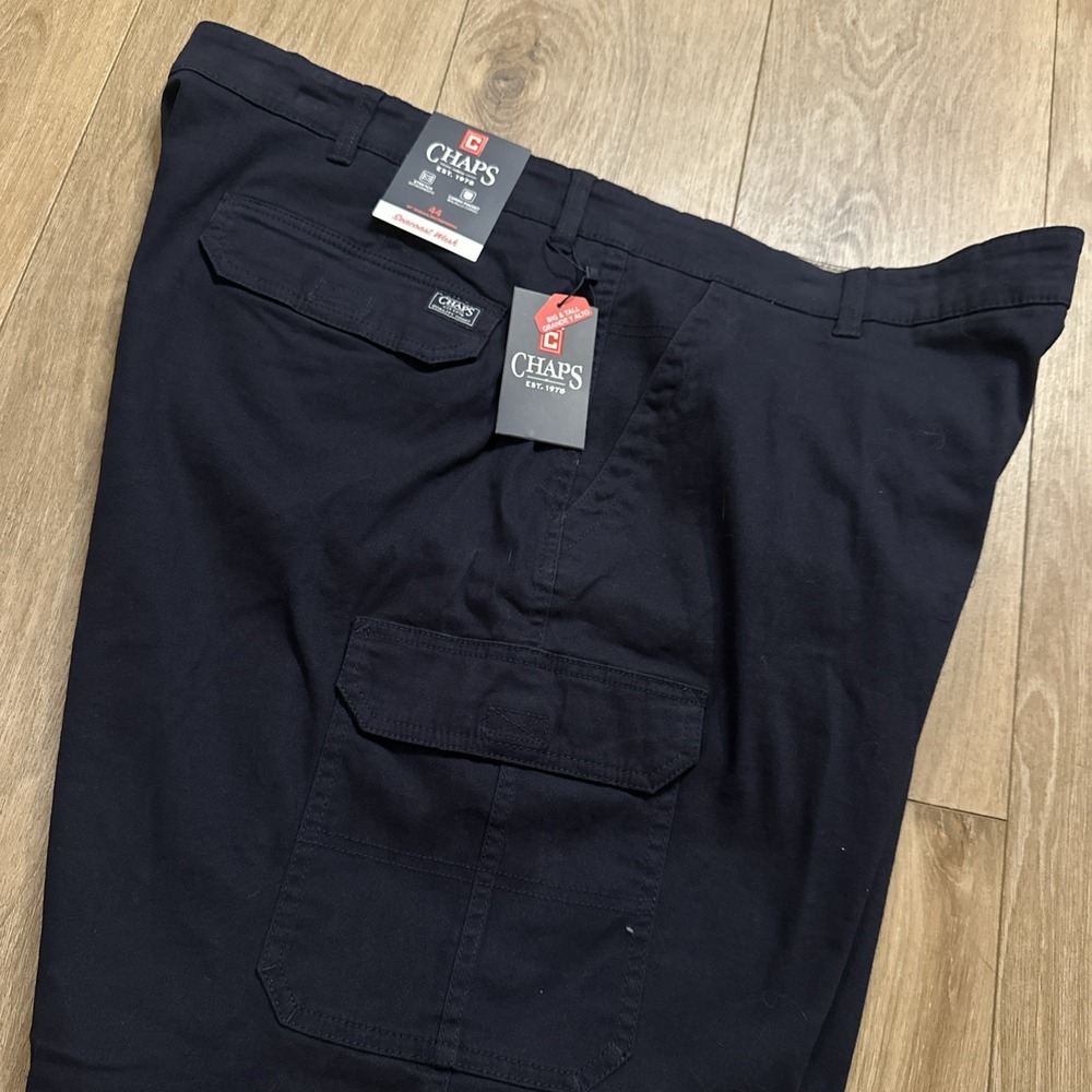 Chaps Seacoast Wash Men's Cargo Shorts American Navy Big &‎ Tall 44 10" NEW
